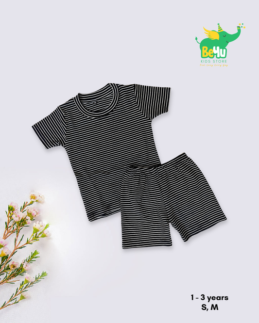 Kids Co-ord Set - Black & White Stripes