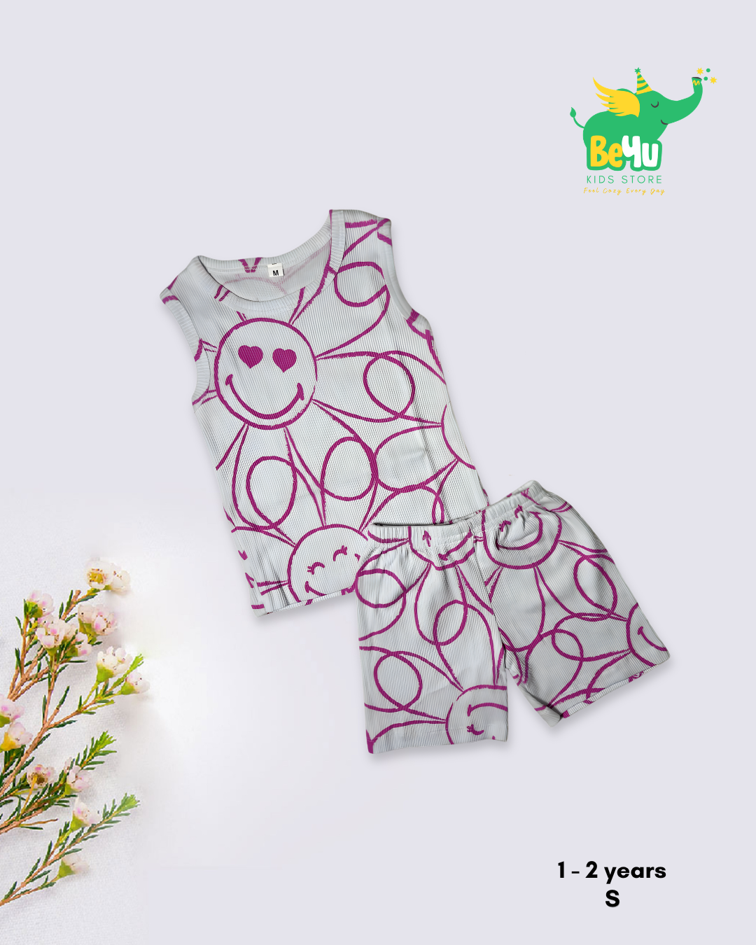 Sleeveless Kids Co-ord Set - Smiley