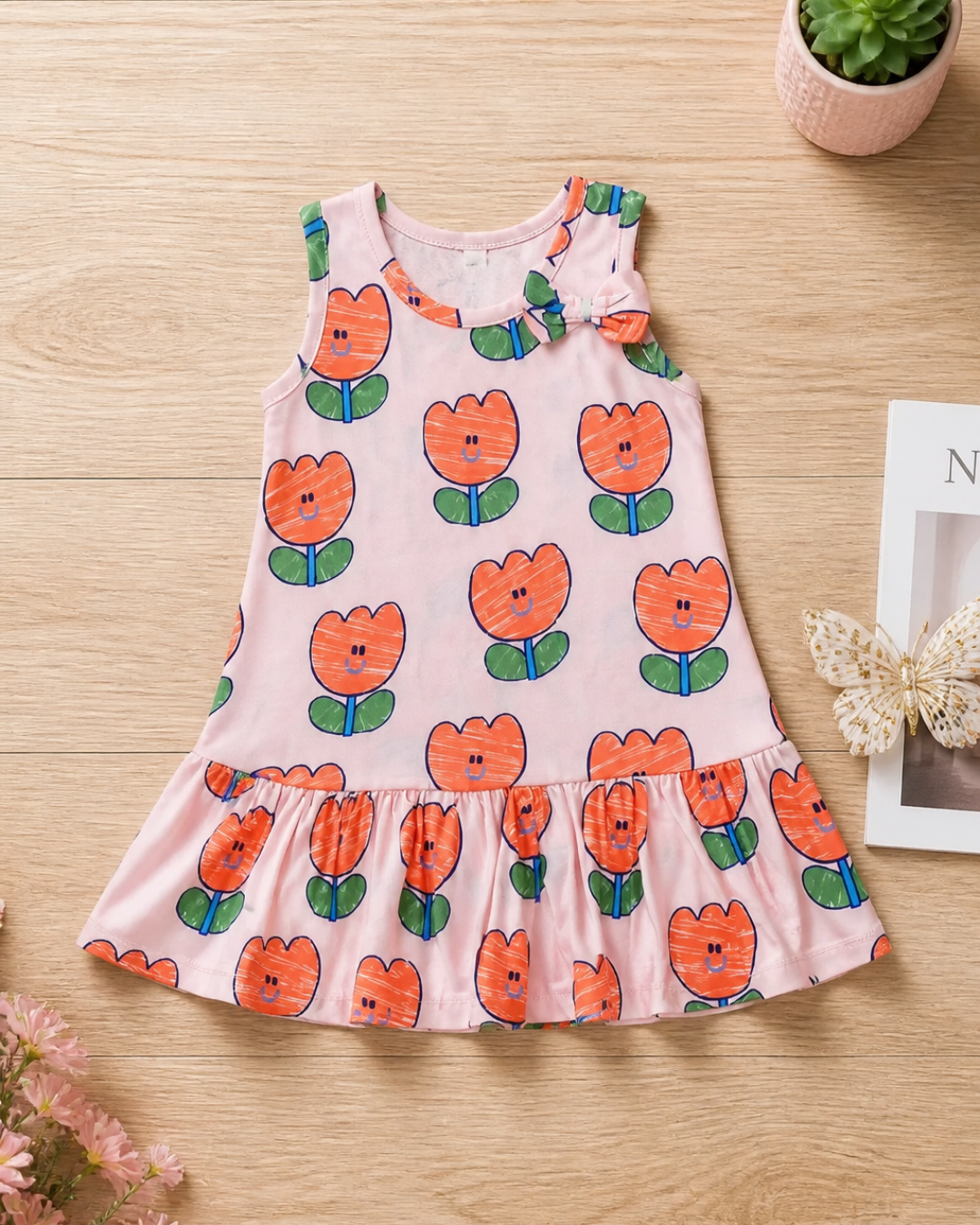 Sleeveless Frock - Flower Print