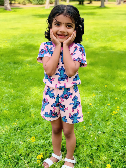 Kids Co-ord Set - Pink Stitch