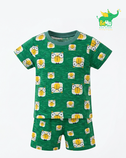 Kids Co-ord Set - Boys & Girls - Green Fun Cartoon