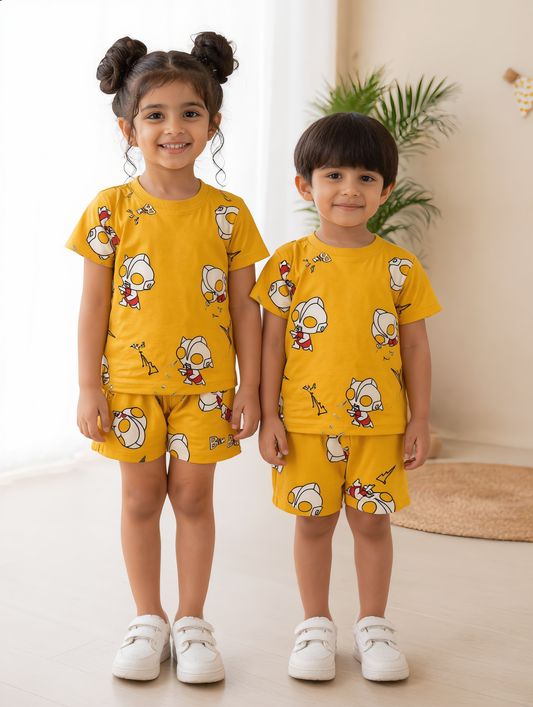 Kids Co-ord Set - Boys & Girls - Yellow Robot