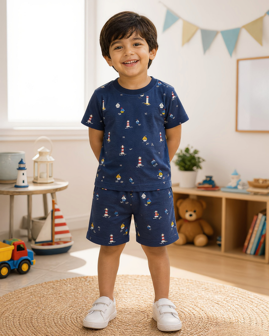 Kids Co-ord Set - Boys & Girls - Navy Blue Sailor