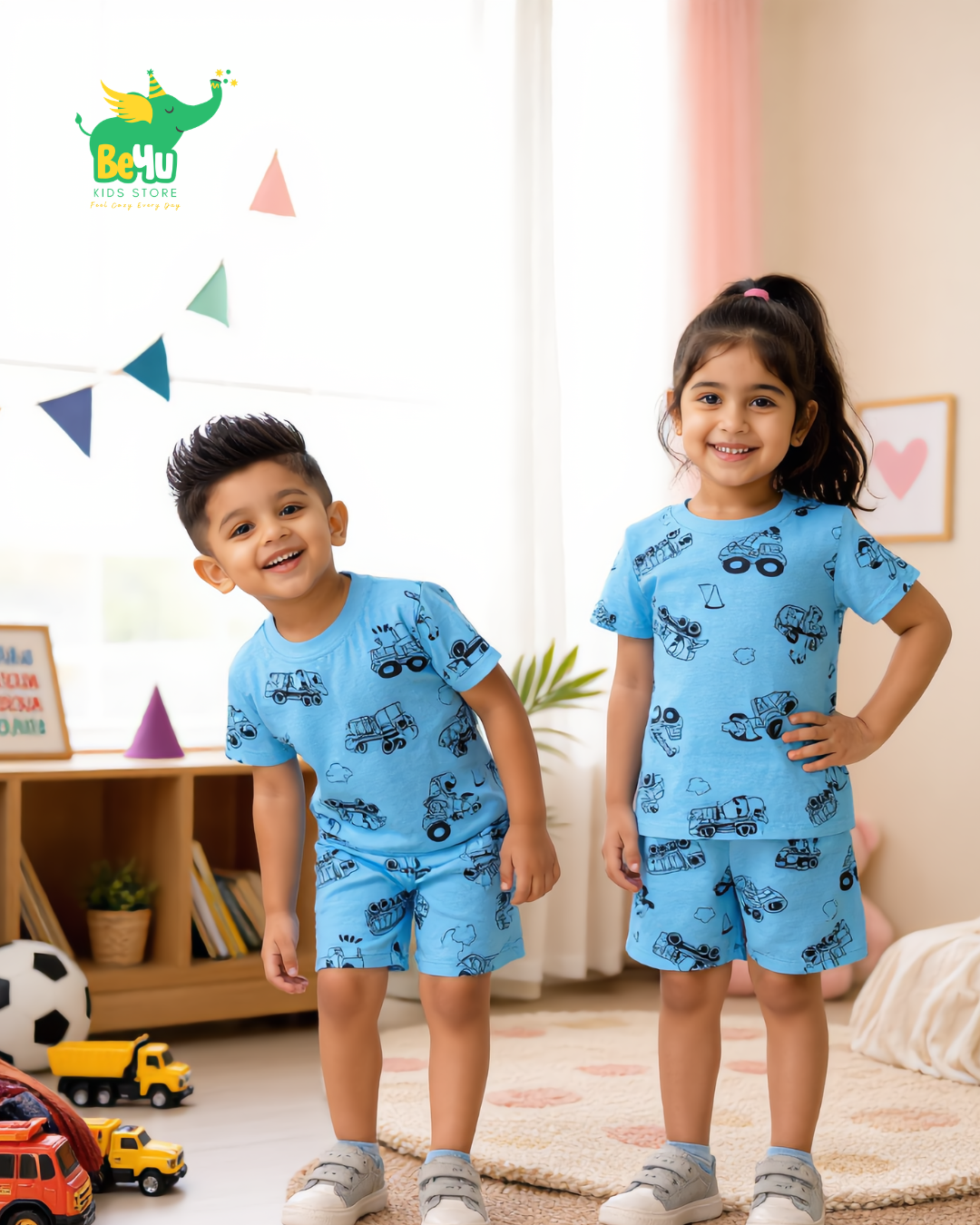 Kids Co-ord Set - Boys & Girls - Light Blue Truck