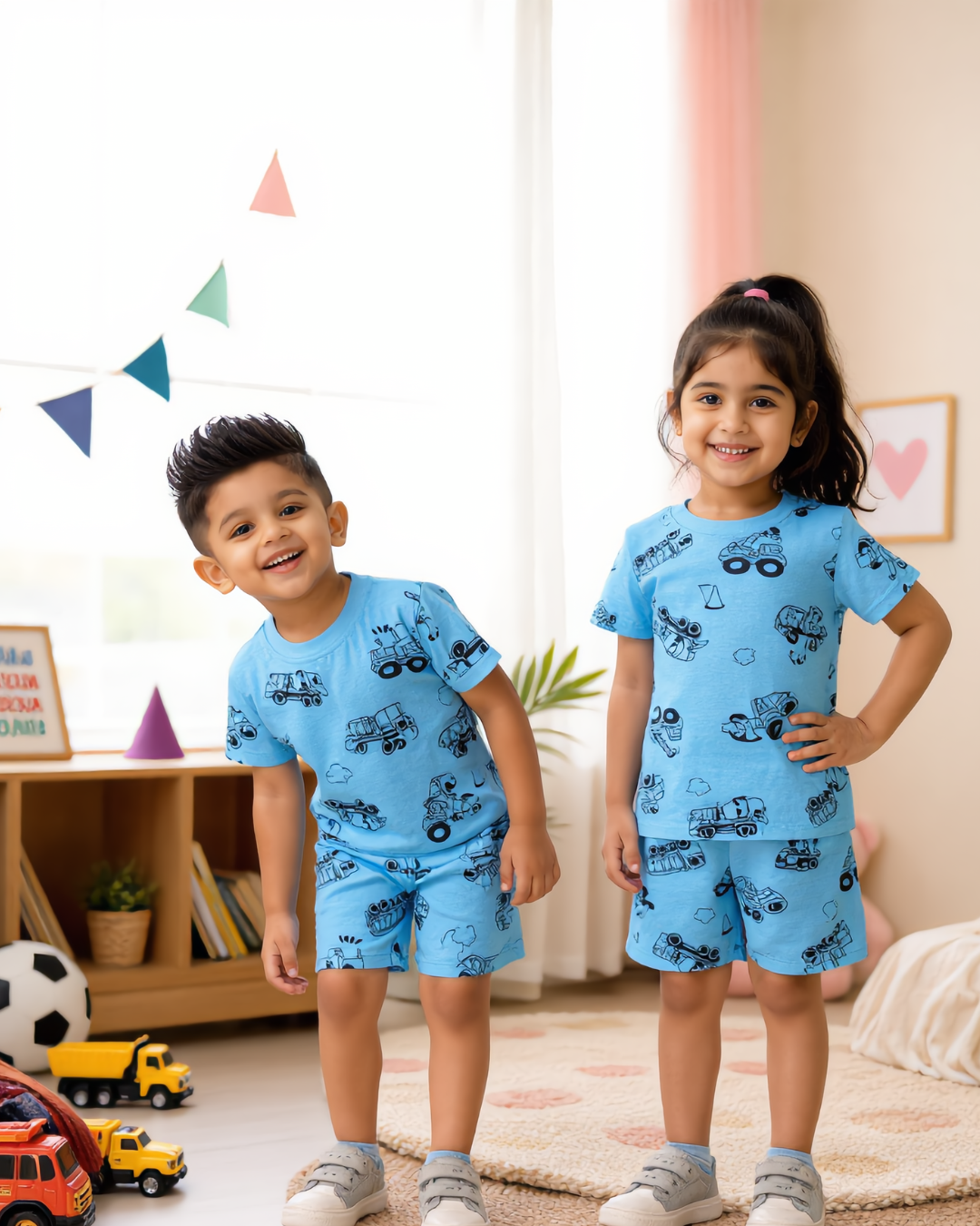 Kids Co-ord Set - Boys & Girls - Light Blue Truck
