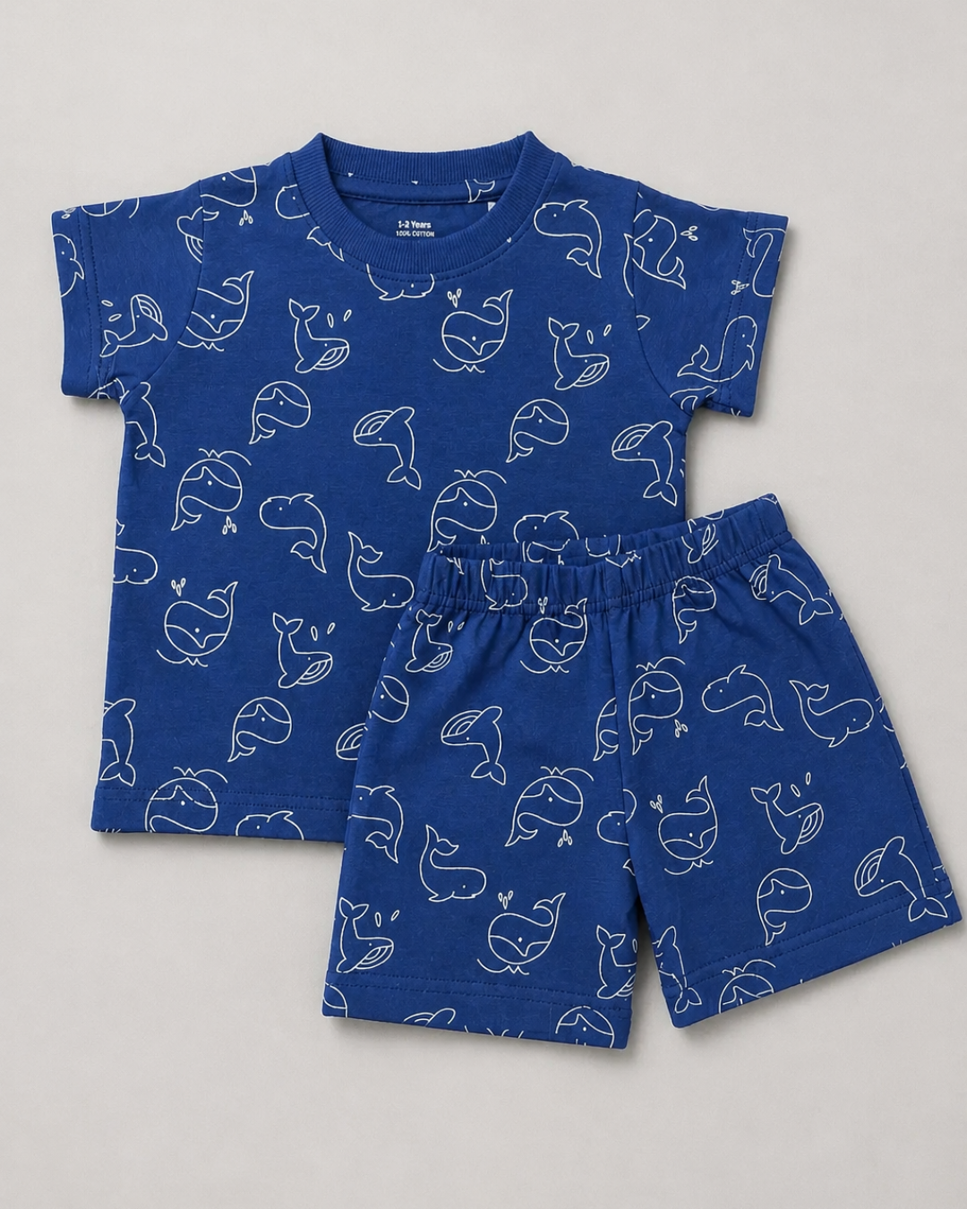 Kids Co-ord Set Boys -  Whale Doodle Print
