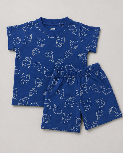 Kids Co-ord Set Boys -  Whale Doodle Print