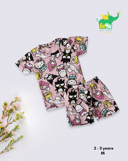 Kids Co-ord Set - Pink Cartoon