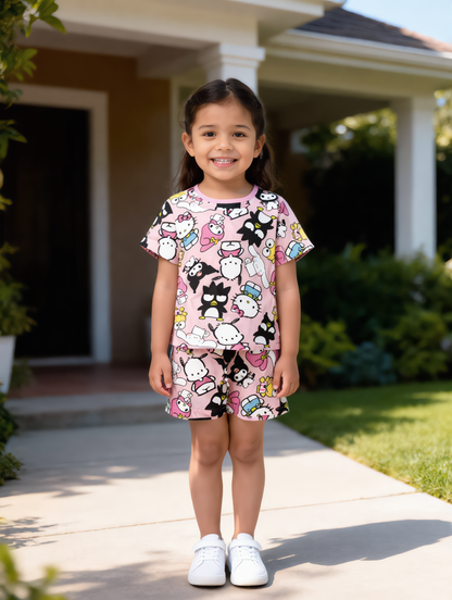 Kids Co-ord Set - Pink Cartoon