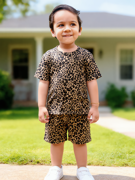 Kids Co-ord Set - Brown Tiger Print
