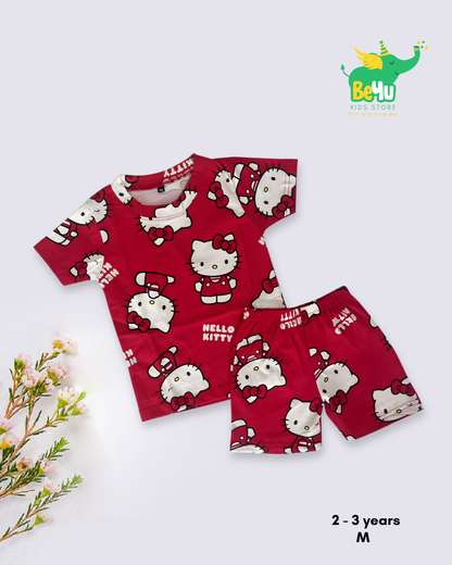 Kids Co-ord Set - Boys & Girls - Red Kitty