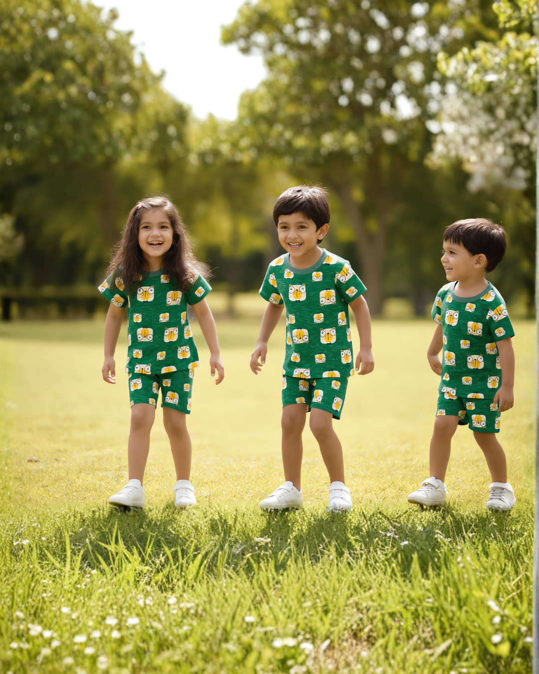 Kids Co-ord Set - Boys & Girls - Green Fun Cartoon
