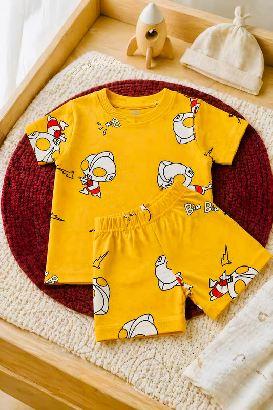 Kids Co-ord Set - Boys & Girls - Yellow Robot