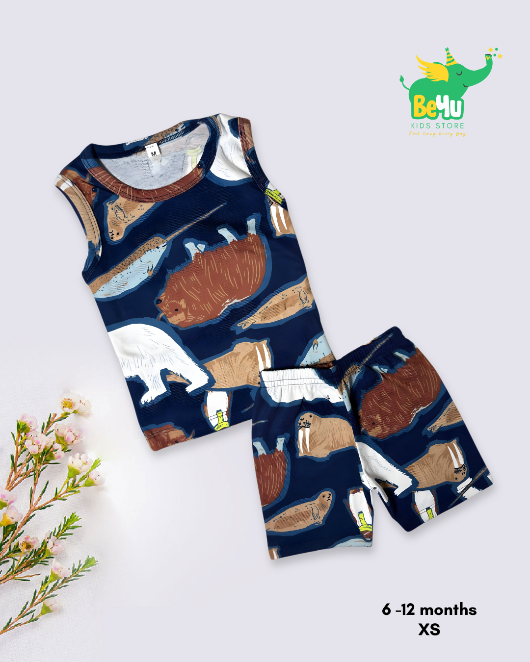 Sleeveless Baby Co-ord Set - Brown Seal