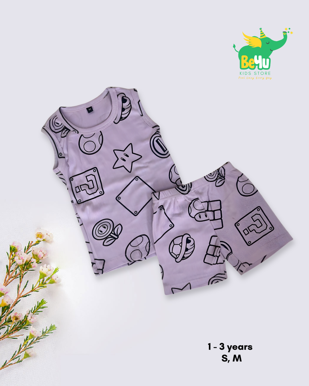 Sleeveless Co-ord Set Boys - Purple Fun