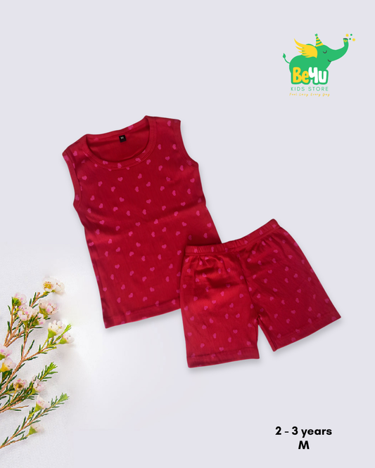 Sleeveless Kids Co-ord Set - Little Love Hearts