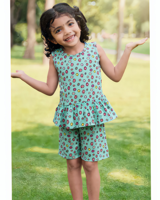 Sleeveless Co-ord Set Girls - Floral Breeze