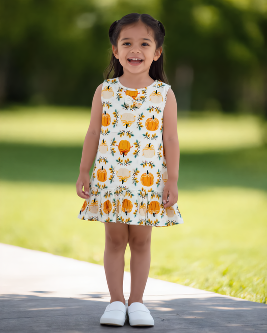 Sleeveless Frock  - Orange Pumpkin