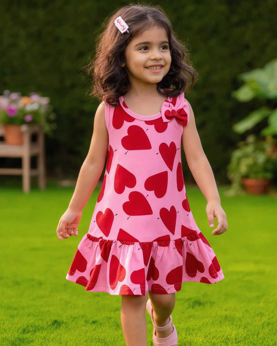 Sleeveless Frock - Heart Print