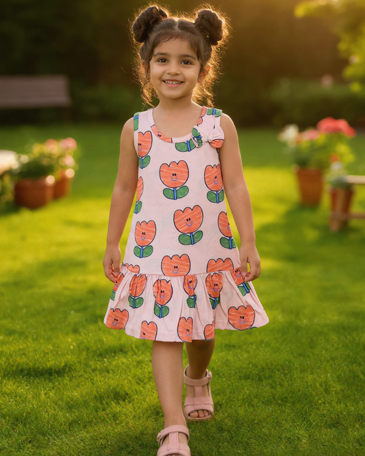 Sleeveless Frock - Flower Print